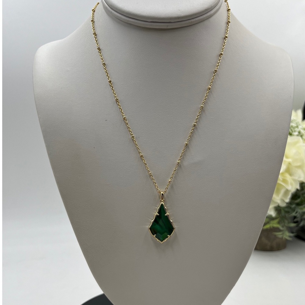 Kendra Scott Alex Faceted Gold Plated in Emerald Illusion Convertible Necklace